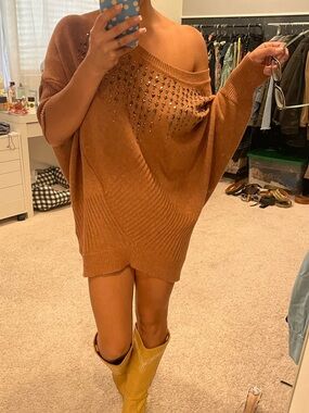 Miss Me off the shoulder tunic sweater Size S